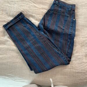 Striped Vintage High-Rise Jeans